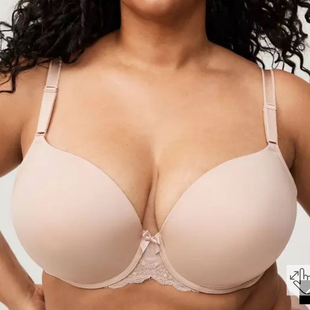 Torrid Curve Perfect T Shirt Push Up Bra Nude Tan Lace Plus Size Women